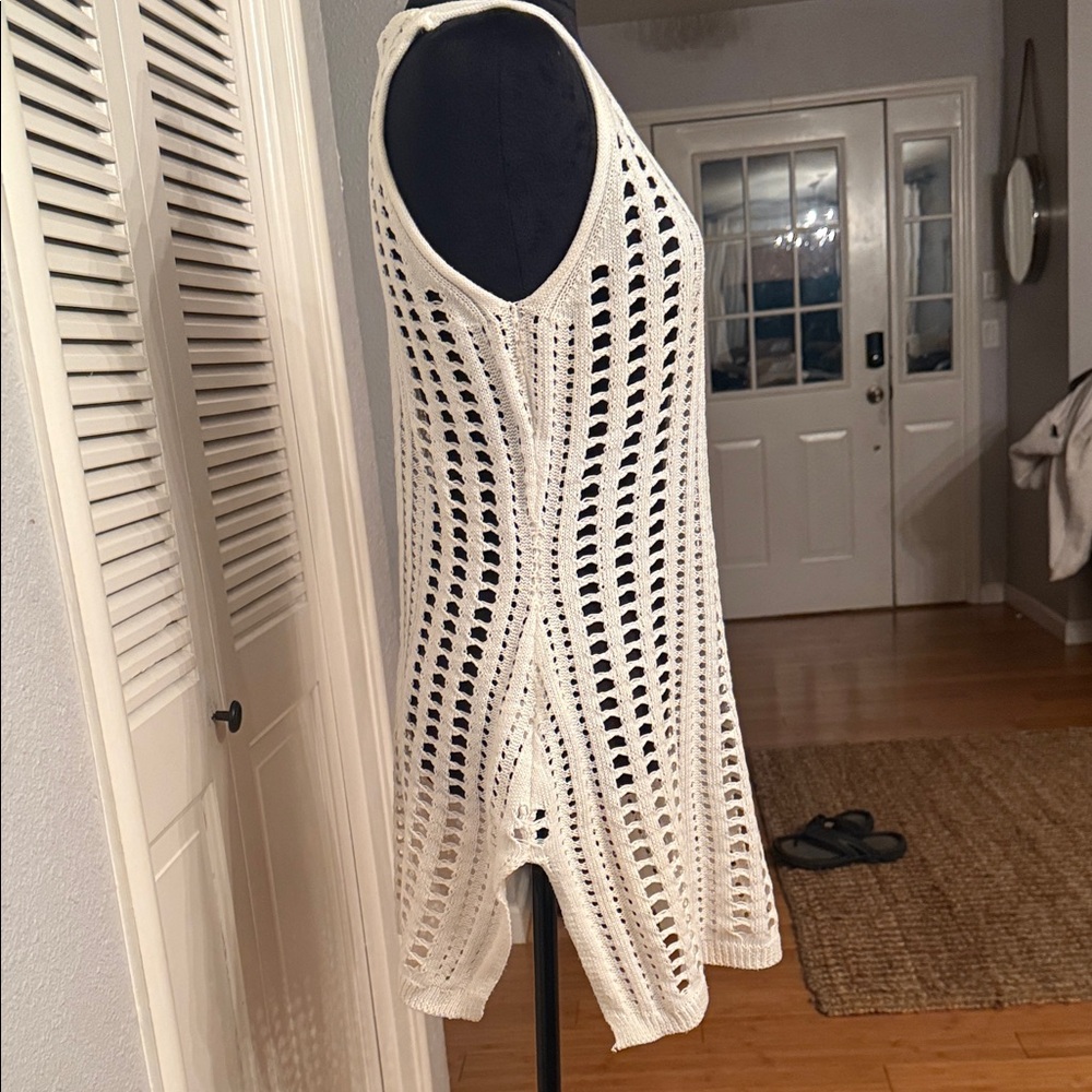 White Crochet Sleeveless Dress - Picture 3 of 4